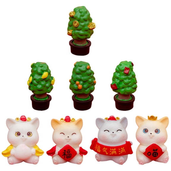 Raindrops Adorable Resin Fortunate Cat Figurines for Decoration 8 Pieces Assorted Color Small Size