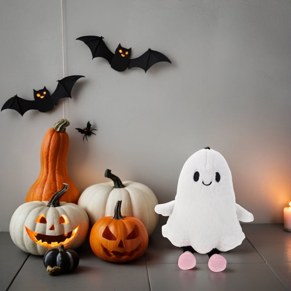 Raindrops Adorable White Ghost Plush Pillow Decorative Cushion for Cozy Sofa and Bed Decor