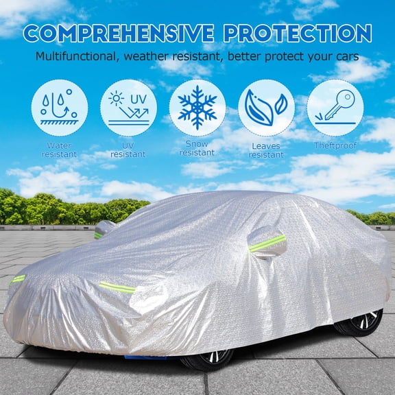 Raindrops All Weather Car Cover with Sun and Outdoor Winter Accessories for Vehicle