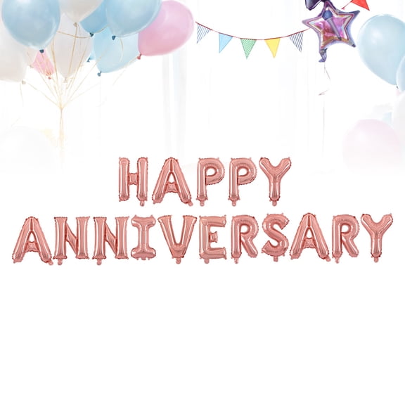 Raindrops Aluminum Foil Balloons Happy Anniversary Decor Rose Gold 16 Inch Round for Wedding Birthday Parties 1 Set