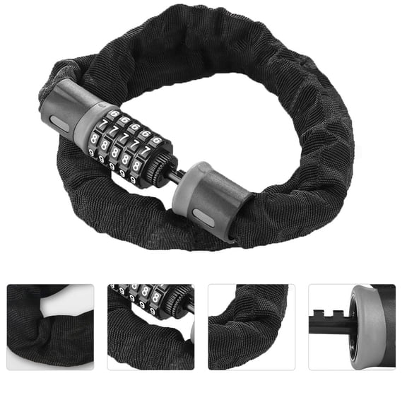 FOMIYES Compact Black Bike Code Lock with High Strength Alloy Steel and Portable Design