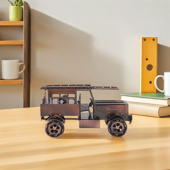Raindrops Dark Brown Metal Retro Fire Engine Model Vintage Diecast Antique Desktop Decor