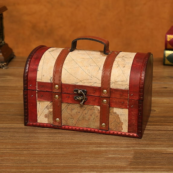 Raindrops Antique Treasure Chest for Storage Made of Timber Brown Color Adds to Home Decor Perfect for Living Rooms 12.5x8.5x6 Inches