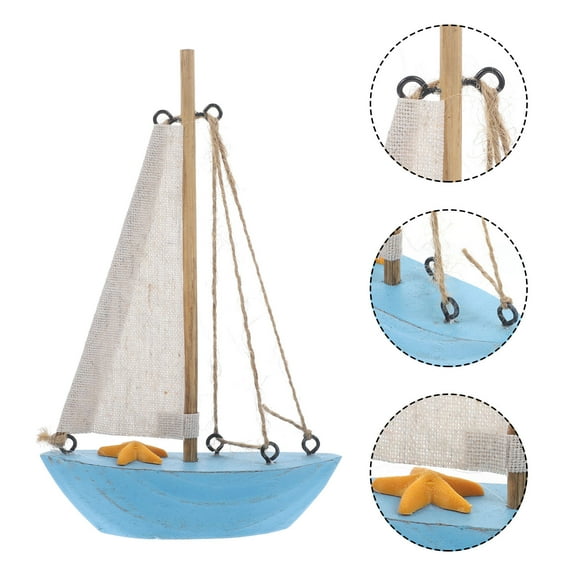 Raindrops Antique Wooden Sailboat Model Nautical Decoration Party