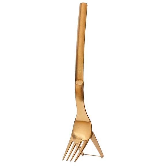 Raindrops Golden Stainless Steel Watermelon Fork with Incision Edge, Portable and Easy to Store for Convenient Home and Outdoor Use