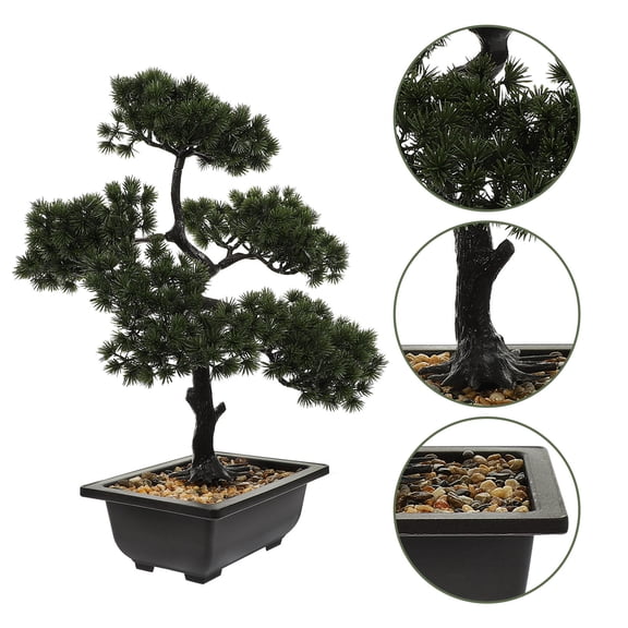Raindrops Dark Green Artificial Bonsai Tree, Plastic Decorative Plant for Home and Office, Stylish and Maintenance-Free