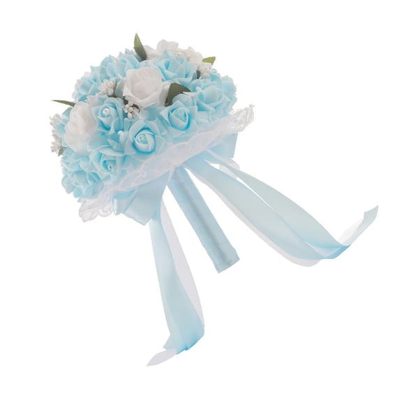 Raindrops Artificial Rose Bouquet for Weddings and Bridal Showers, Faux Flowers for Bride, Home Decor and Special Events