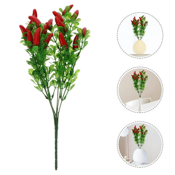 Raindrops Lifelike Artificial Chili Pepper Bunches Plastic Home Decor Set of 2 Realistic Kitchen Decoration