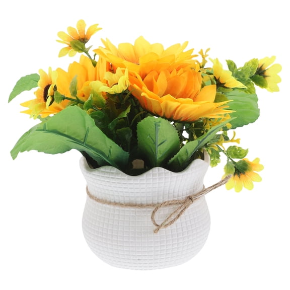 Raindrops Artificial Sunflower Potted Plant,Silk Flowers Faux Flowers Plants In Pot Realistic Artificial Potted Plants Flowers