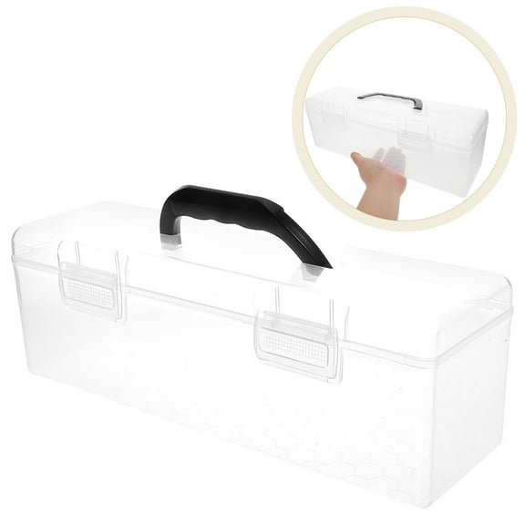 Raindrops Artist Paint Brush Holder with Handle Transparent Rectangular Storage Box for Painting Tools Plastic Organizer  for Art and Crafts Supplies