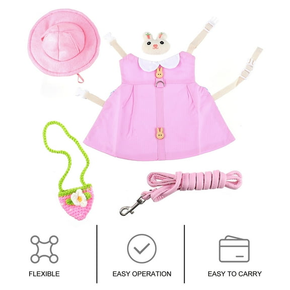 Raindrops Pet Rabbit Clothes in Assorted Color Cotton 1 Set for Outdoor Activity