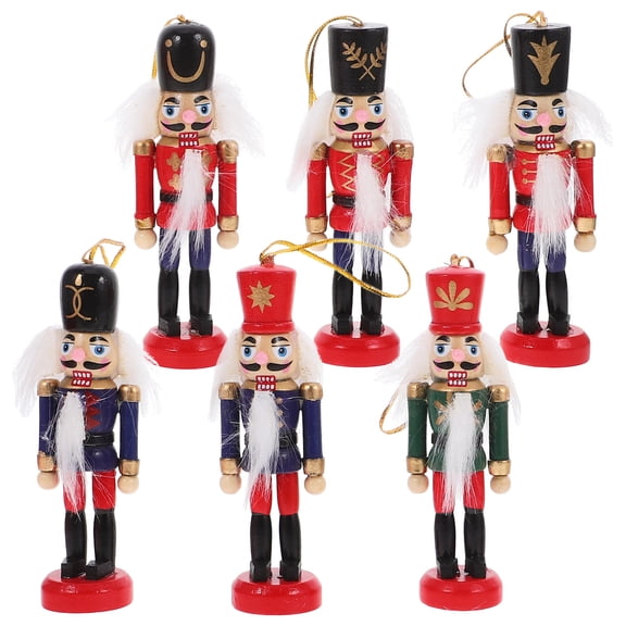Raindrops Assorted Color Wood Nutcracker Ornaments Timeless Xmas Decor 6Pcs