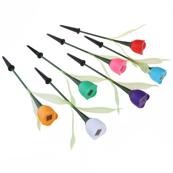 Raindrops Assorted Color LED Tulip Light Solar Powered Garden Landscape Lamp for Outdoor Home Decor 7pcs