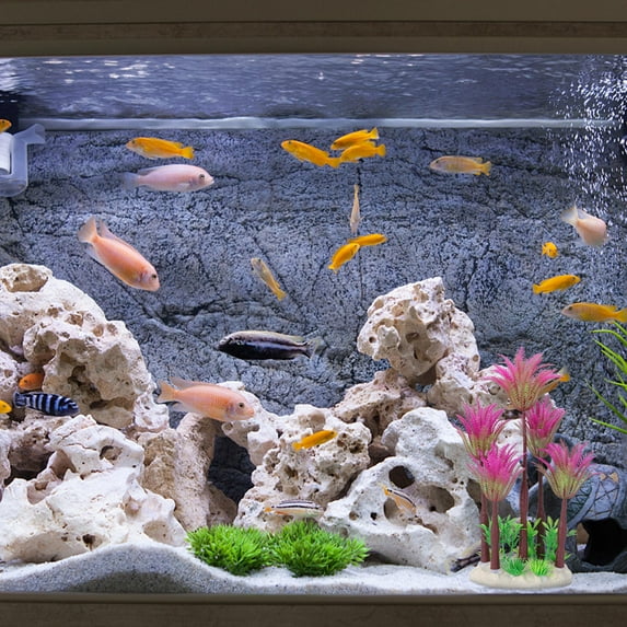 Raindrops Set of 3 Purple Artificial Fish Tank Plants for Aquarium Decoration