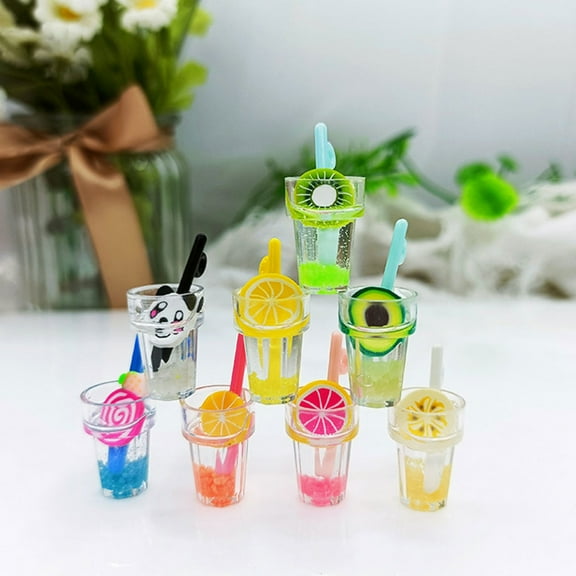 Raindrops Assorted Color Mini Drinks Model for Doll House Decoration Plastic Fake Beverage Miniatures 15pcs