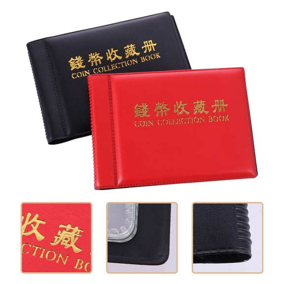 Raindrops Assorted Color PVC Coin Collector Storage Book for Tokens Medallions and Badges 60 Grids 2pcs