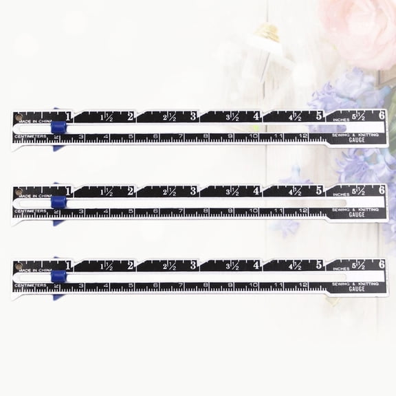 Raindrops 3-Piece Assorted Color Sewing Ruler Set for Button Placement and Accurate Measuring, Aluminum and Plastic Materials