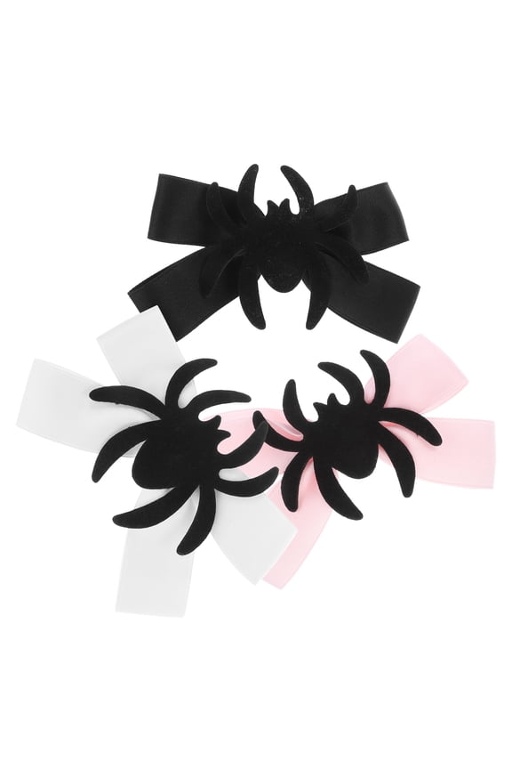 3-Pack Spider Hair Bow Clips Assorted Colors Party Accessories for Kids and Adults