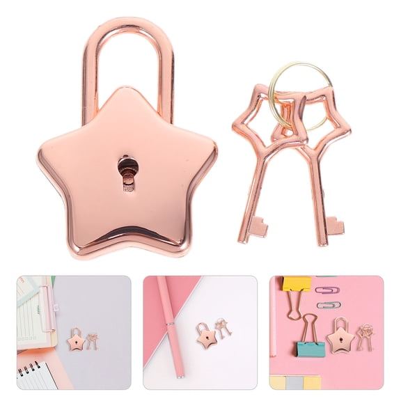Raindrops Back to School Padlock For Diary: Small Metal Lock In Rose Gold With Key For Personal Use 1Pack