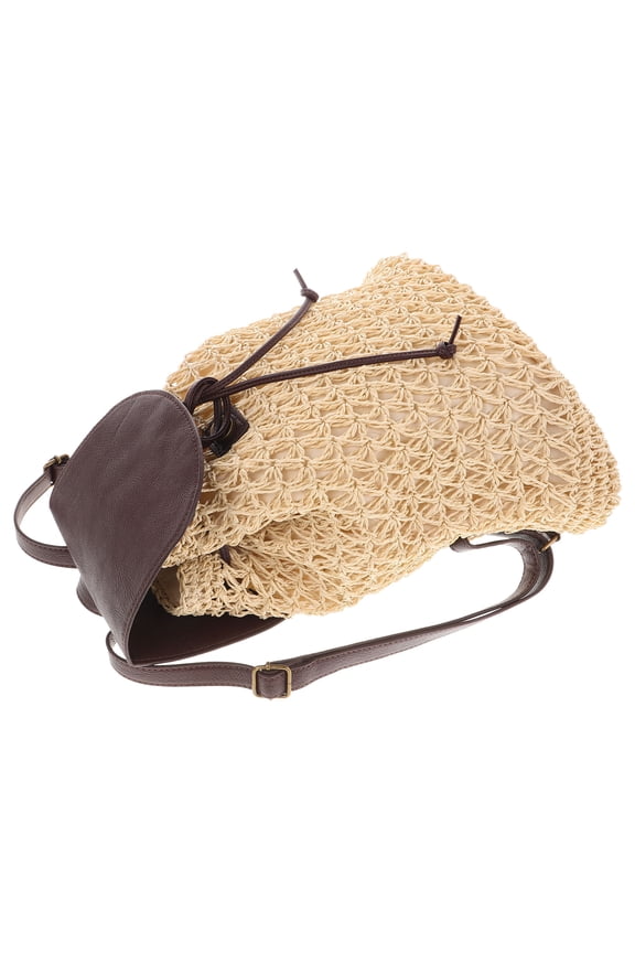 Woven Backpack Travel Bag Stylish School Satchel with Inner Pocket