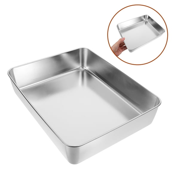 Raindrops Stainless Steel Non-Stick Rectangle Cake Pan, Baking Tray for Home Cooking and Baking Needs