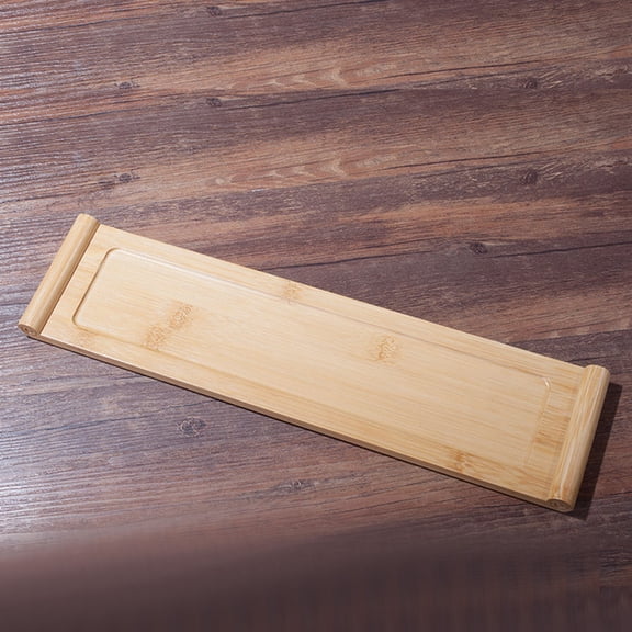 Raindrops Bamboo Serving Tray Rectangle Bamboo Tea Serving Tray Rounded Edges Bathroom Counter Tray