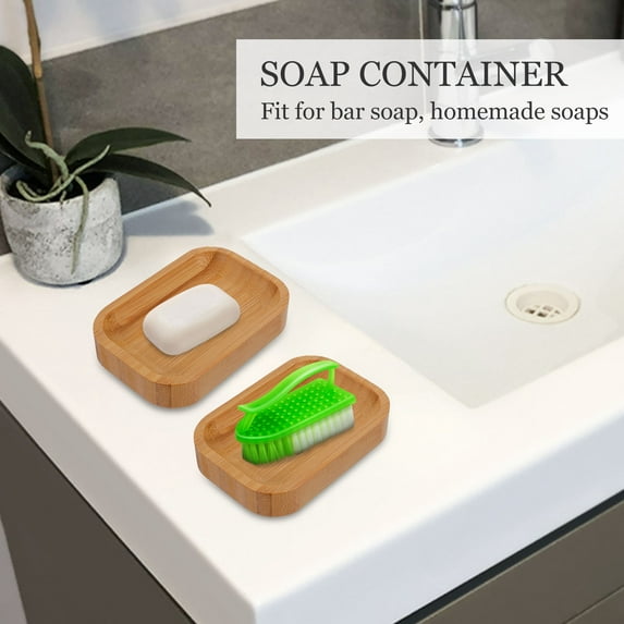 Raindrops Bamboo Soap Dish for Home Use 1Pc Rectangular Draining Soap Cases