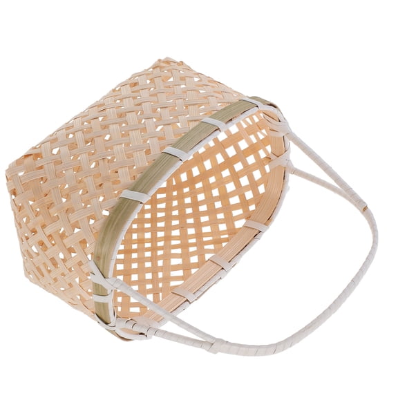 Raindrops Bamboo Storage Basket Multi-function Bread Basket Desktop Picking Basket Picnic Basket