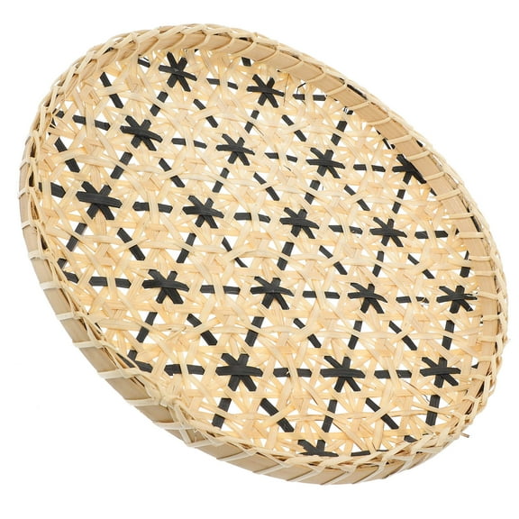 Raindrops Bamboo Tray for Storage Use with Exquisite Floral Pattern Light Brown Each Tray Crafted by Hand 7.5 Inches