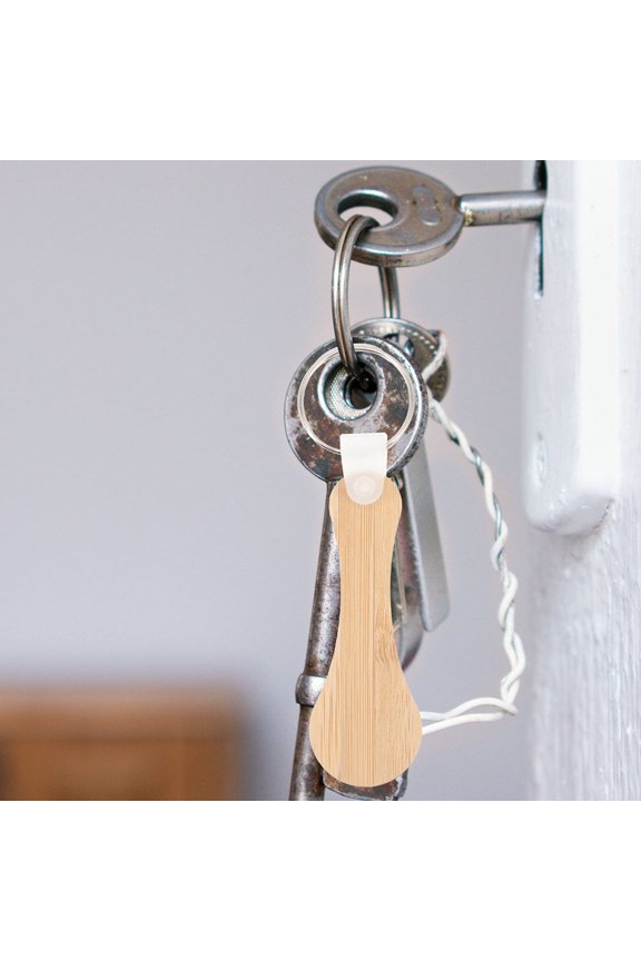 Bamboo Wood Quarter Keychain for Shopping with Design and Light Yellow Color 6 Pieces