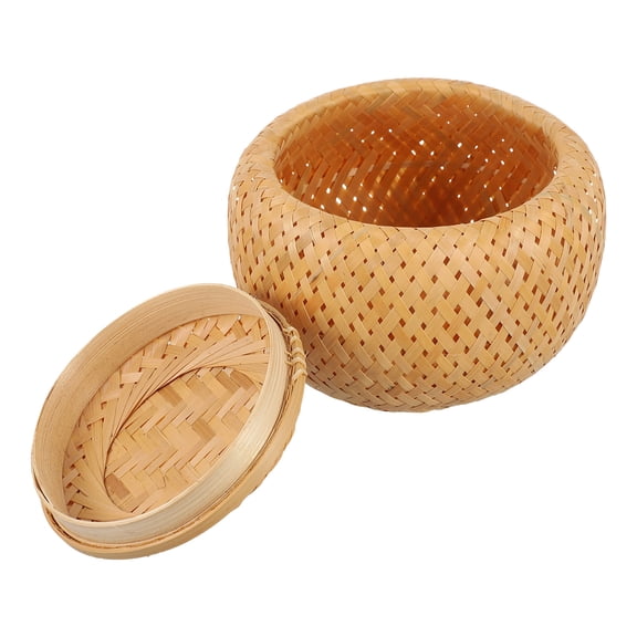 Raindrops Bamboo Woven Jar with Lid Household Bamboo Basket Gift Wrapping Basket Bamboo Jar