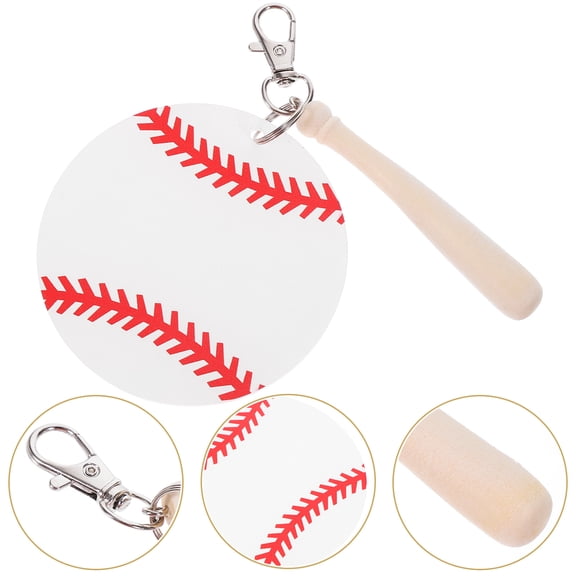 FOMIYES 2Pcs Baseball Keychain Creative Decorative Key Chain White Comfortable Surface for Everyday Use