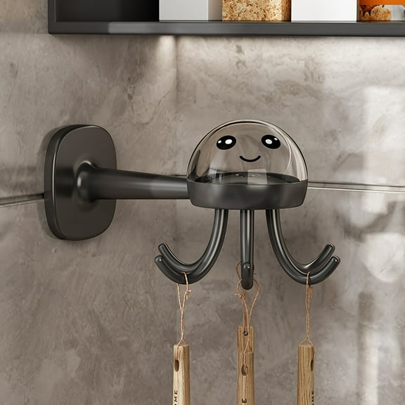 SHINYPASING Hooks For Hanging Kitchen Utensils Utensil Holder Hook Black Abs 1Pack Wall Mountable