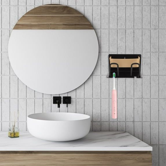 Raindrops Bathroom Toothbrush Organizer Wall Mount Toothbrush Holder Black Gold 1Pcs