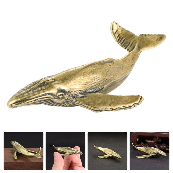 CRILSTYLEO Copper Whale Shaped Figurine Desktop Decor for Home Owners 1Set