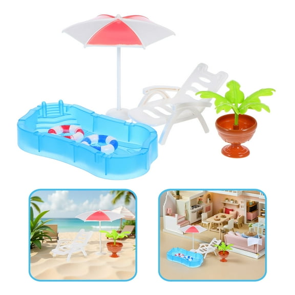 Raindrops Plastic Dollhouse Swimming Pool Set Realistic Design Assorted Color for Decor 1Set