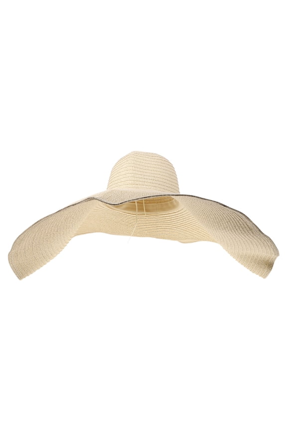 Women Beach Hat Beige Wide Brim 1Set 27.2X26.8X5.9In