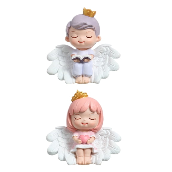 Raindrops Beautifully Crafted Resin Angel Statue for Home Decoration and Delicate 2 Pieces