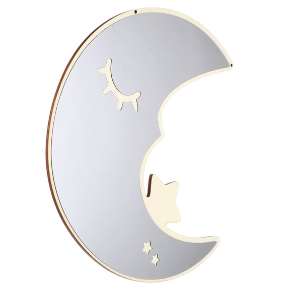 Raindrops Beige Acrylic Mirror Sticker for Decor Easy to Install Water Resistant 1 Piece Moon Shape