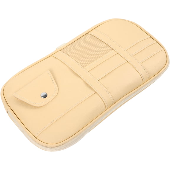 Raindrops Beige Car Accessories Sun Visor Storage Pouch 1Pcs for Document and Key Holder 11.4x6.3x0.8in