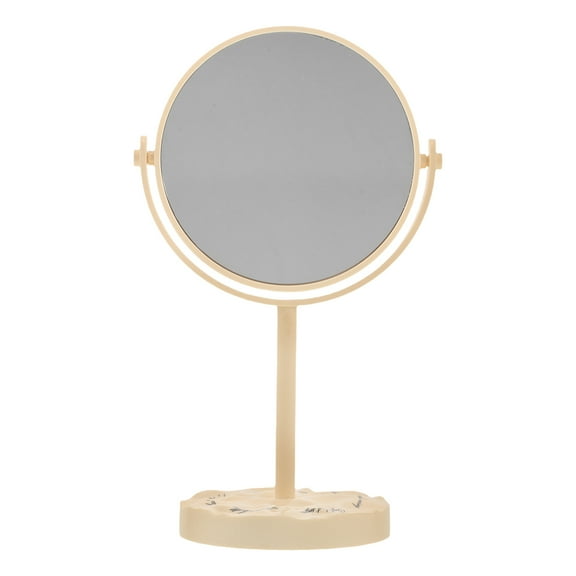 Raindrops Beige Freestanding Mirror with Plastic Frame and Glass , Rotatable Design for Makeup and Beauty Use