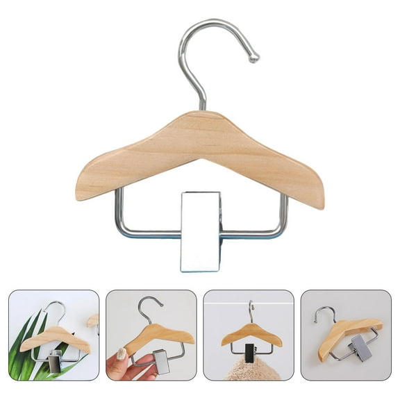 Raindrops Beige Small Pet Hangers for Dog and Cat Clothing Decorative Wooden Metal Hanger Set of 2