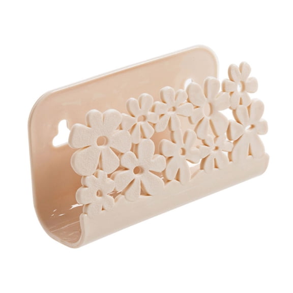 CRILSTYLEO Beige PP Sponge Holder and Sink Organizer with Suction Cups for Efficient Draining