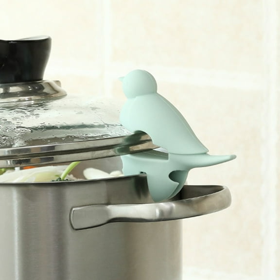FOMIYES Portable Beige Bird-Shaped Spoon Rest and Utensil Holder, Lightweight Pot Clip for Kitchen Convenience