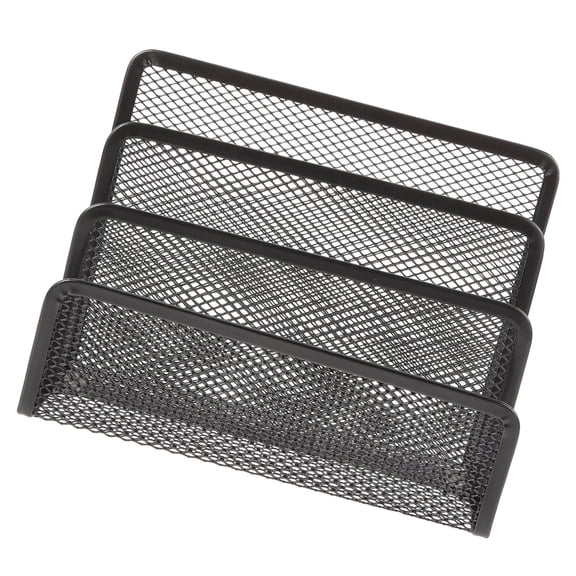 Raindrops Black Mesh Vertical File Organizer for Desk, Bill and Document Holder, Office Accessories Storage