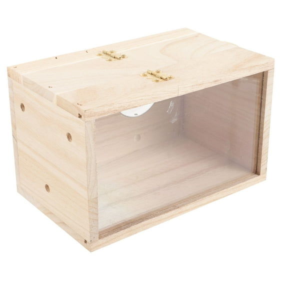 Raindrops Wooden Outdoor Bird Nesting Box with Acrylic Window Beige Birdhouse for Garden Wildlife 1 Piece