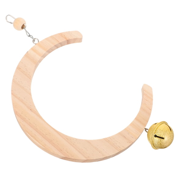 Raindrops Bird Perch Stand Parrot Moon Shape Swing Hanging Toy Wood Parakeet Perch Swing Toys