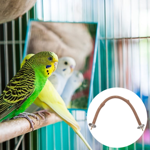 Raindrops Bird Perch Stand for Bird Cage Foot Exercise with Smooth Surface Light Brown Metal and Wood