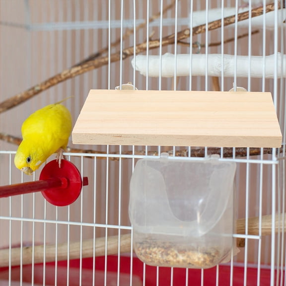 Raindrops Natural Wood Bird Perch Platform Durable for Parrots Khaki Wooden Cage Accessory