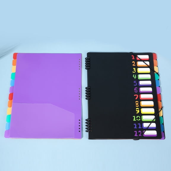 FOMIYES Black A4 File Folder Organizer with 12 Sections and Secure Elastic Band for Home, School, Office, and Document Storage